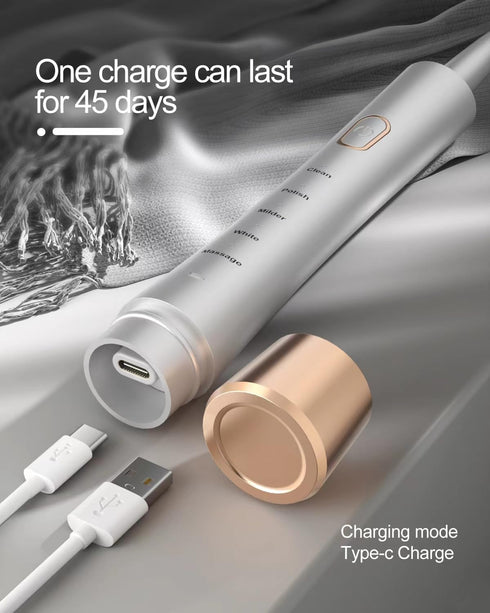 High Vibration Sonic Electric Toothbrush for Adults with 2 Minutes Smart Timer, Fast Charge Lasts Long, 5 Optional Modes, 8 Replacement Brush Head...