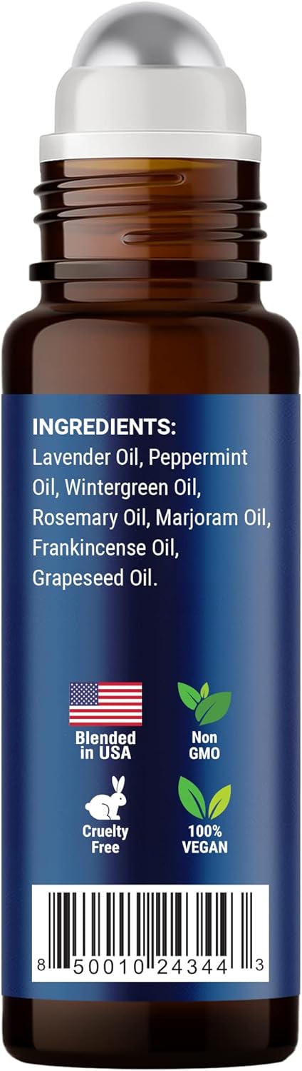Muscle Ease Essential Oil Roll-On 10ml - 100% Pure Therapeutic Grade Blend for Sore Muscles, Aches & Pains - Roll On Application - Perfect for Ath...