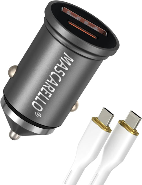 USB C Car Charger Adapter Fast Charging 38W (PD18W/QC20W) Dual Port Cigarette Lighter Compatible with iPhone Series; iPad; Samsung Series (Grey)...