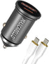 USB C Car Charger Adapter Fast Charging 38W (PD18W/QC20W) Dual Port Cigarette Lighter Compatible with iPhone Series; iPad; Samsung Series (Grey)...