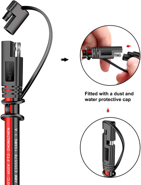 iMESTOU 10AWG SAE to O Ring Terminal Harness 2 Pin Quick Disconnect Plug 1 Feet Eyelet Terminal Harness Extension Charge Cord Quick Disconnect SAE...