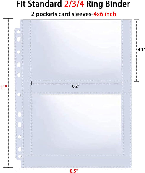 30 Pack 120 Pockets 4x6 Recipe Card Sleeves,3 Ring Binder Recipe Card Protector Pages,Double Sided 2 Pocket Refill Sheets for Recipe Book, 8.5x11 ...