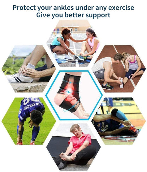 Ankle Brace Support Adjustable Breathable Elastic Nylon Material Fit for Most Size Use for Sports (Black 1pcs)...
