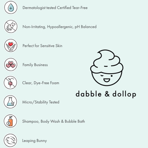 Dabble & Dollop Tangerine Body Wash & Shampoo - 3 in 1 Natural Bubble Bath for Kids, USA-Made, Paraben & Sulfate Free, Vegan, Gluten-Free, Tear-Fr...