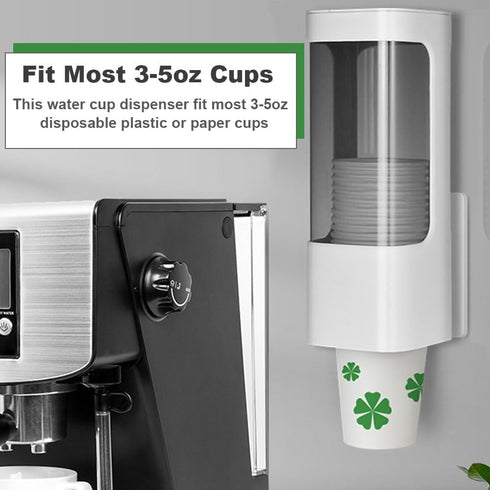 Cup Dispenser, Pull Type Water Cooler Cup Holder Fit 3oz-5oz Small Cups, Wall Mount Bathroom Disposable Mouthwash Cups Dispenser with Paste for Ho...