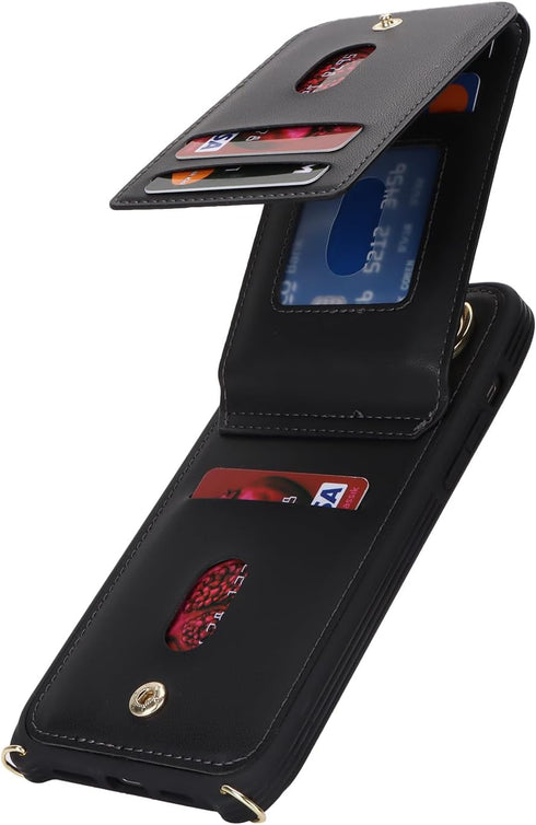 iPhone 14 Case with Card Holder for Women, iPhone 14 Phone Case Wallet with Strap Credit Card Slots Crossbody with Kickstand Zipper Case for iPhon...