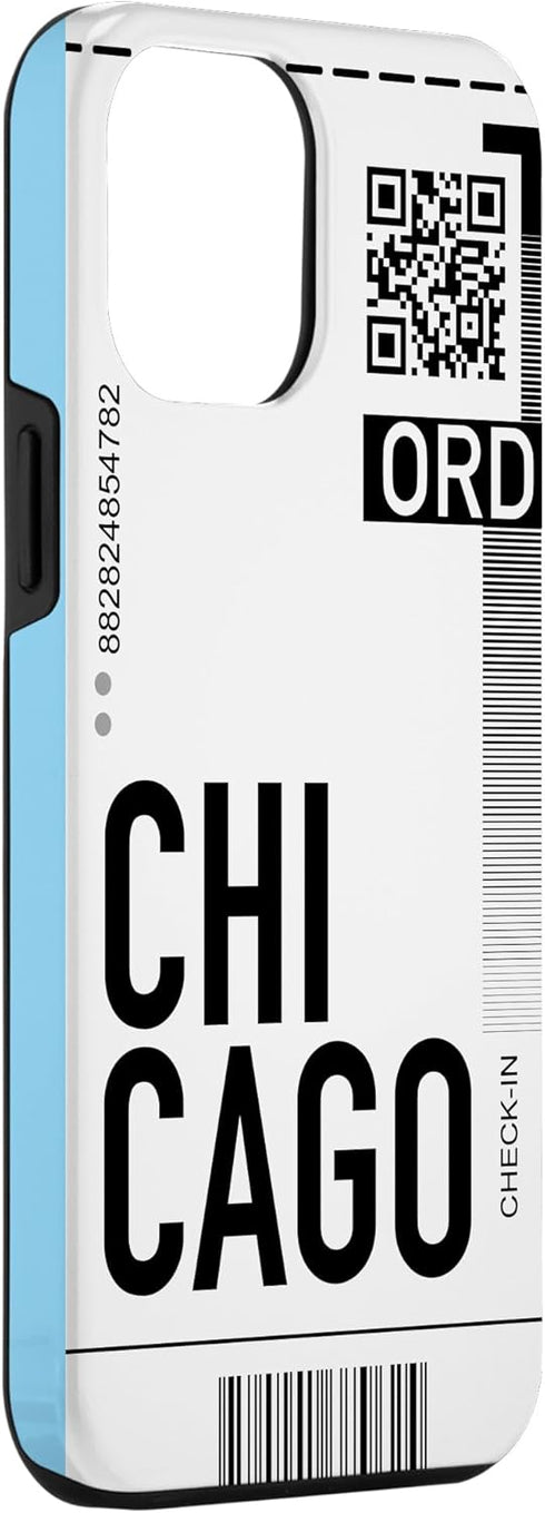 iPhone 14 Pro Max Chicago Air Ticket Phone Case Boarding Pass City Plane Case...