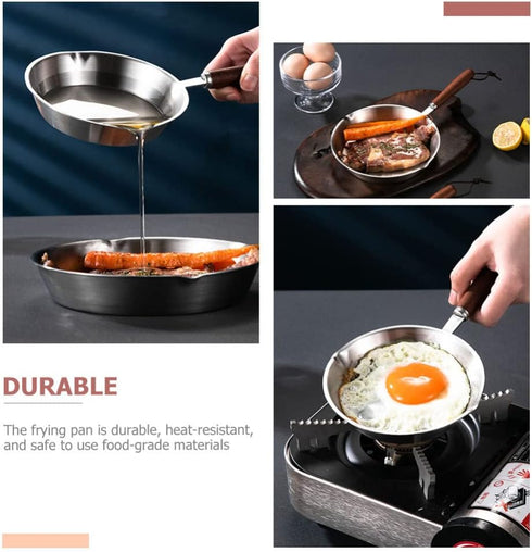 UPKOCH Frying Pan Skillet Non Stick Fry Pan Egg Pan Mini Omelet Pans Stainless Steel Pancake Maker Cookware Chef Pan Kitchen Oil Heating Pan for H...