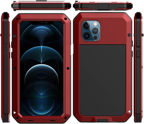 Marrkey for iPhone 12 Mini Case,Full Body Protective Cover Heavy Duty Shockproof Tough Armour Aluminum Alloy Metal Case with Silicone Built-in Scr...