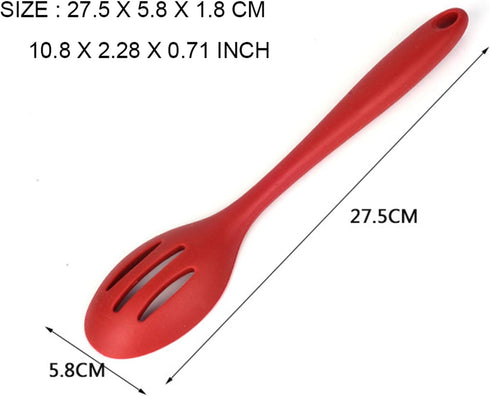 Silicone Nonstick Slotted Spoons Set 2,High Heat Resistant, Hygienic Design Cooking Baking Spoons Set for Cooking Stirring, Mixing and Serving,Red...