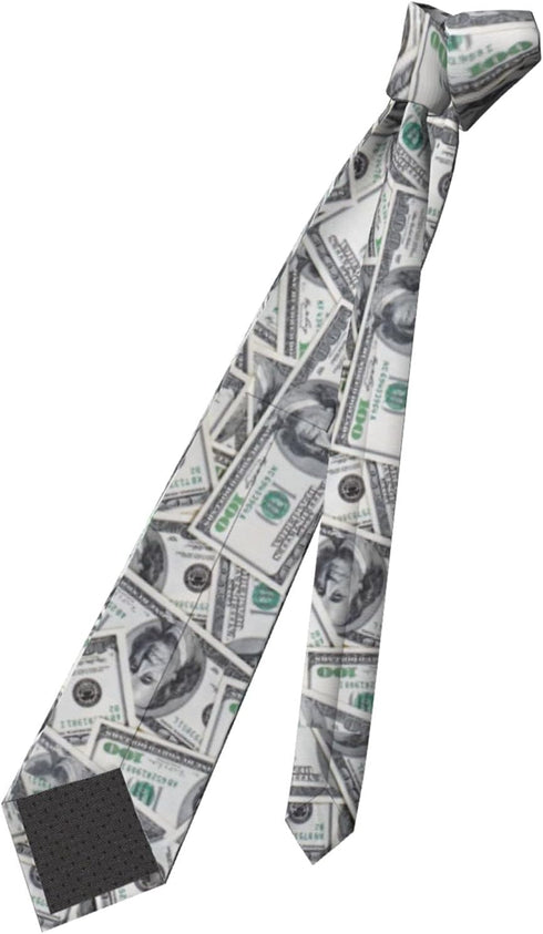 American Money Mens Tie Money Us 100 Hundred Dollar Bill Necktie,Fun Print Woven Slim Neck Ties for Men...