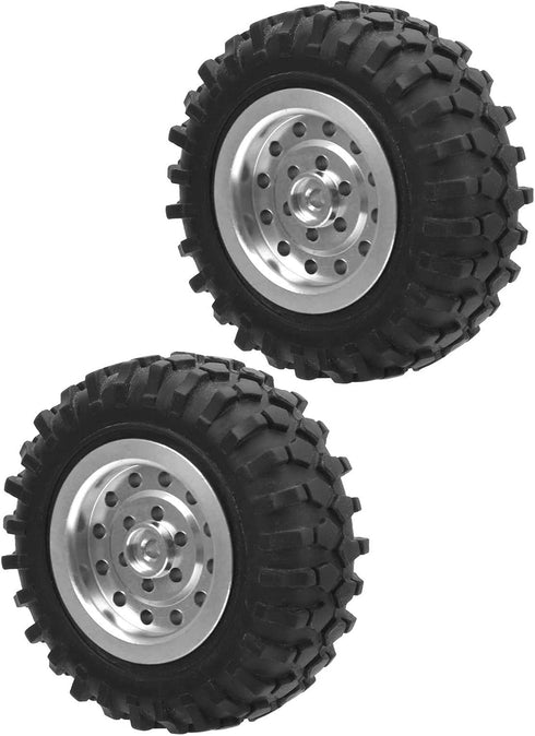 55mm/2.2in 1/10 Scale Rubber Tires & Wheel Rims AntiSkid Fit for D12 Model Parts (Silver S)...
