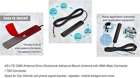 Wlaniot 4G LTE GSM Antenna Omni-Directional 700-2600MHZ Adhesive Mount Antenna with SMA Male Connector for Car Vehicle Hotspot Router Gateway Mode...