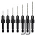 7 Pack Countersink Drill Bits Set, Wood Drill Countersink Counterbore 3in1, Three 82-Degree Chamfer Cutters, M2 Counterbore Cutting Depth Adjustab...