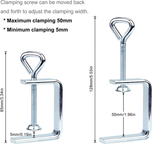 Woodworking C-Clamp, 2PCS Stainless Steel Heavy Duty Clamps for Welding, Wide Jaw 2" Desk Bench Dog Hole Clamp for Wood Edge Clamps...