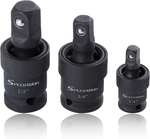 SPEEDWOX 3Pcs Universal Joint-Socket Set Impact Swivel Socket Set Impact Universal Joint Set Socket Sets 1/4 3/8 1/2 Swivel Impact Socket Set Sock...