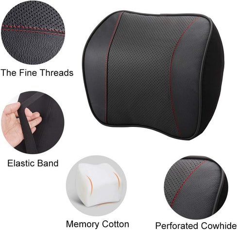 Car Headrest,Car Seat Neck Rest Pillow,Comfort Headrest Cushion for Chair,100% Memory Foam Cervical Support,Leather Headrest for Driving,Relieve N...