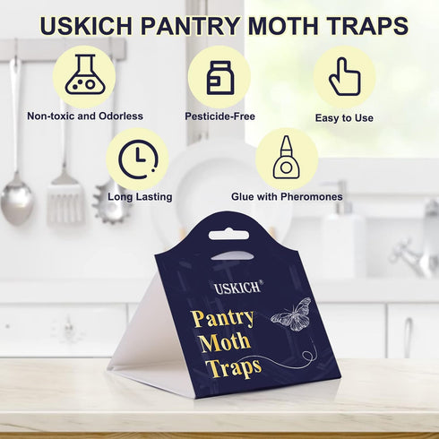 Moth Traps for Pantry Moths, 16 Pack Kitchen Moth Traps with Pheromones Prime, Non-Toxic Easy Setup Sticky Glue Trap for Food and Cupboard Moths i...