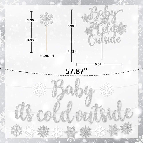 Baby It’s Cold Outside Party Decorations, Banner, Snowflake Balloons, Garland for Winter Wonderland Baby Shower, Christmas, Winter Birthday Party ...