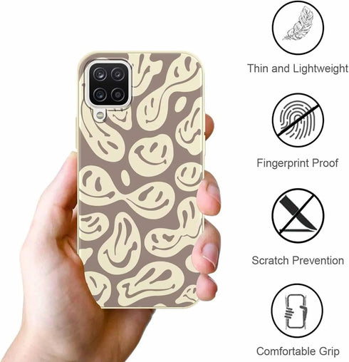 2 Pack Happy Smiley Face for Samsung Galaxy A12 4G 6.5 Inch Phone Case,Aesthetic Cute Smile Design Cases Soft Silicone Slim TPU Shockproof Protect...