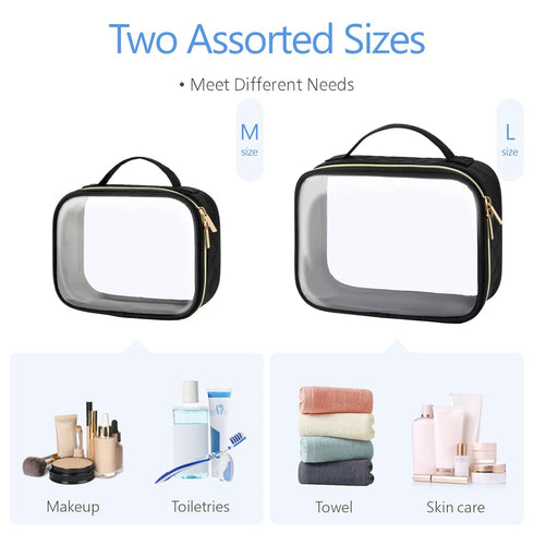 PACKISM Clear Makeup Bags - TSA Approved Toiletry Bag with Handle Large Opening, Clear Toiletry Bags for Traveling Travel Essentials, Clear Travel...