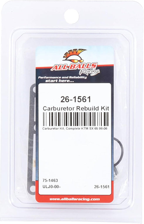 All Balls Racing 26-1561 Carburetor Kit, Complete Compatible with/Replacement For KTM 65 SX 1998-2006...