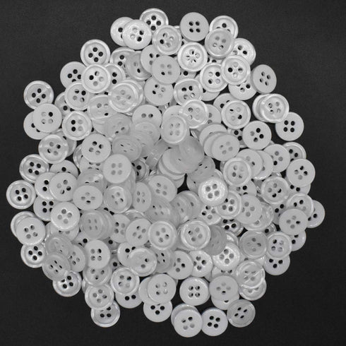 200Pcs 11mm Sewing Shirt Resin Button 4 Hole Faux Pearl Fininsh (White)...