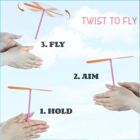 36 Pieces Hand Helicopter Spinner Hand Rub Plastic Propeller Outdoor Flying Plastic Dragonfly Toy Random Color Toy Helicopte...