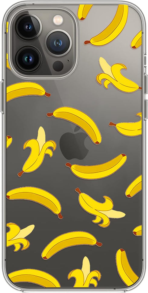 Blingy's for iPhone 13 Pro Case (6.1 inch), Fun Banana Style Cute Cartoon Pattern Tropical Fruits Design Transparent Soft TPU Protective Clear Cas...