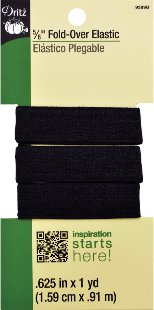 Dritz Fold-Over Elastic, 5/8-Inch x 7-Yards, Black...