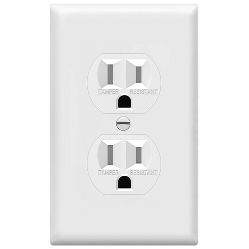ENERLITES Duplex Outlets and Wall Plates Bundle, Tamper-Resistant Electrical Receptacle, 15A 125V, Self-Grounding, 2-Pole, UL Listed, 61580-TR-WWP...