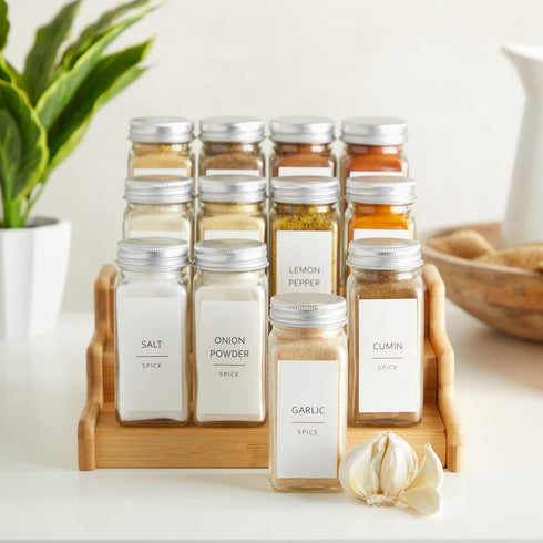 Talented Kitchen 140 Minimalist Spice Jar Labels - Preprinted Waterproof Kitchen Organization Stickers - Black Text Seasoning Labels for Spice Jar...