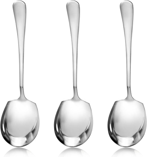 3 Pcs Large Serving Spoons, Stainless Steel Serving Spoon, Spoons Table Spoons, Long Handle Soup Spoons, Large Serving Tablespoons, Serving Spoons...