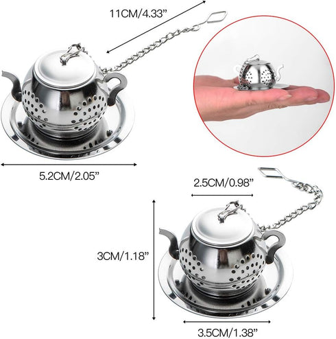 4Pcs Tea Balls for Loose Leaf, Stainless Steel Tea Infusers for Loose Tea, Tea Strainers with Chain Hook and Saucer (Silver)...