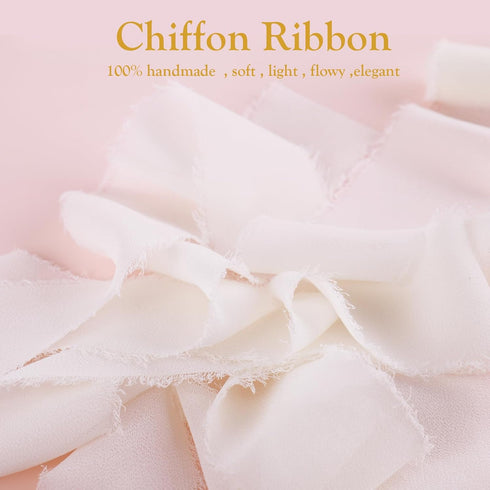 GLAMFIELDS Chiffon Ribbon Fringe Fabric Set 1.5" x 21Yd for Bouquets Wrapping, Wedding Invitations, Decorations, Gifts Wrapping & Bow Making,3 Rol...