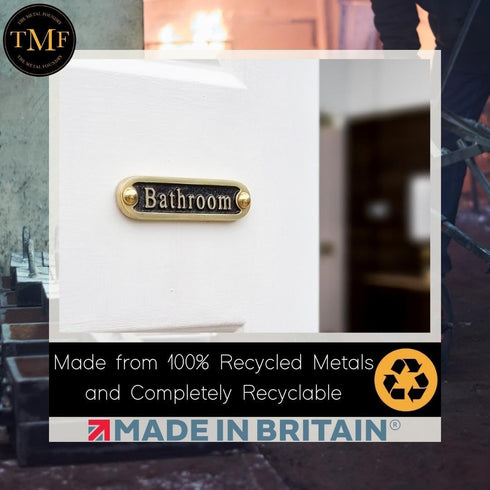 Bathroom Brass Door Sign. Traditional Style Home Décor Wall Plaque Handmade By The Metal Foundry UK....