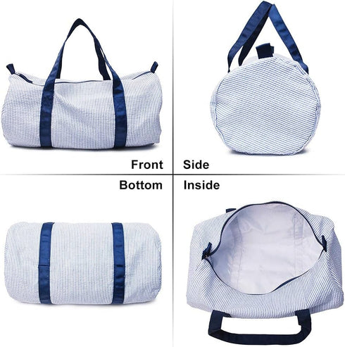 Kids Travel Overnight Bag Seersucker Carry On Lightweight Weekender Duffel Bag for Boys and Girls (Navy)...