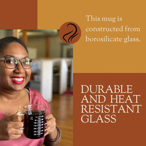 Novelty Laboratory Beaker Mug 14 Ounces (425 ml) - Made from Heat Resistant Borosilicate Glass - Accurate Measurement Markings on Side - Microwave...