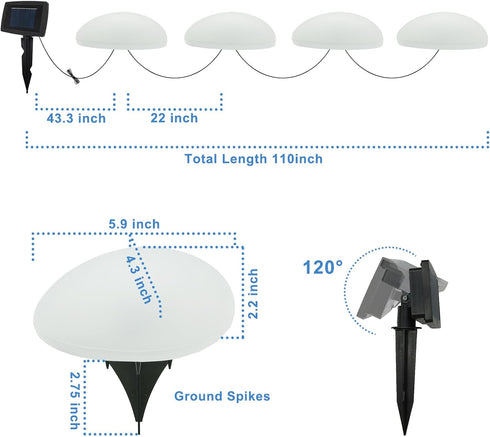 Set of 4 Solar Lights Outdoor Waterproof Solar Pebble Rock Garden Lights Decorative with Warm White LED...