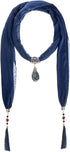 Vintage Polyester Scarf Alloy Resin Gem Pendant Women's Necklace Jewelry Scarves(sc0021)...