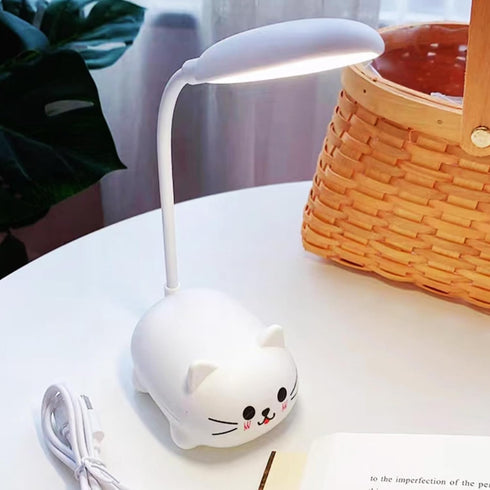 LED Desk Lamp?Mini Cat Night Light, Portable LED Table Light, Cute Foldable USB Rechargeable Reading Light Bedroom Children's Bedside Study (White...