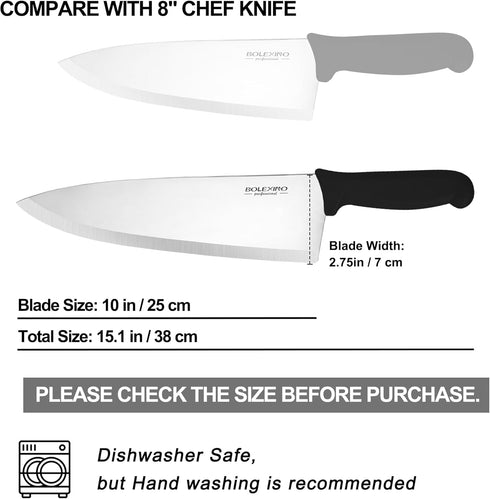 Chef Knife,10 inch High Carbon Stainless Steel Kitchen Knife, Sharp Cutting Knife W/Ergonomic Handle for Household or Business (Black)...