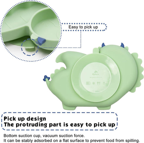 Linowos Silicone Suction Plate for Toddlers - Self Feeding Training Divided Plate Dish and Bowl for Baby and Toddler, Fits for Most Highchairs Tra...