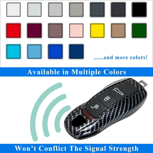 AeroBon 3-Piece Painted Key Cover Key Fob Shell Compatible with Porsche Key Shell Replacement (MK1, Carbon Look)...
