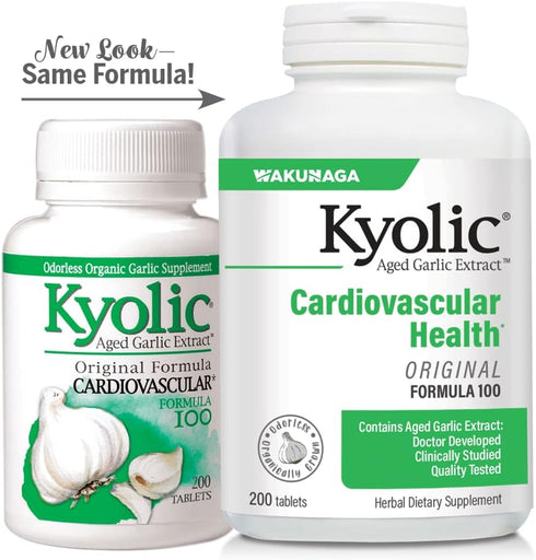 Kyolic Aged Garlic Extract Formula 100, Original Cardiovascular, 200 Tablets (Packaging May Vary)...