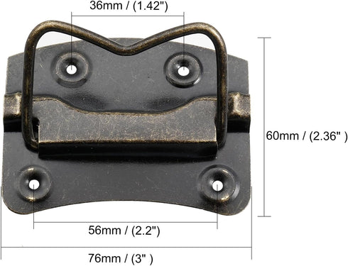 Chest Handles (76x60x60mm) 2Pcs, Iron Spray Paint Chest Ring Pull Handle - for Home Toolbox Suitcase Drawer, Bronze Tone...