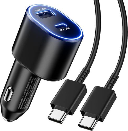 USB C Car Charger for iPhone 15 Pro Max 14 13 Samsung S24 Ultra S23 FE A53 A54 Fast Charging Type C Cable 3ft PD 25W QC 15W USB C to USB C Cable C...