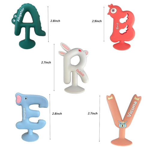 Baby Sensory Teether Toys?BRAVE Teething Toys for 6-12 Month olds?Silicone Alphabet Teether?Relief of Gum Pain...
