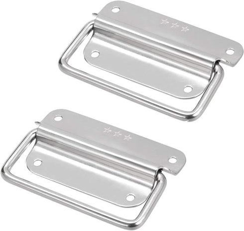 4 Inch Pull Ring Handle Stainless Steel Foldable Boat Hatch Latch Cabinet Lifting Ring Pull Handle - Pack of 2...