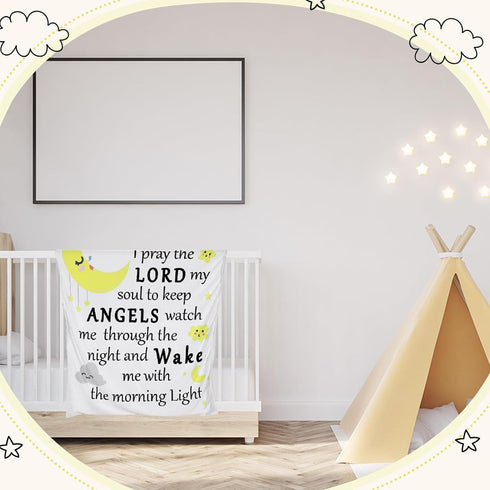 Peryiter Christian Gift for Baby Baptism Gift Plush Baby Blanket with Dotted Backing Baptism Blanket Scripture Quote Bible Verse Blanket for Newbo...
